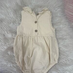 Cream Sleeveless Baby Romper